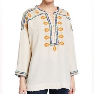 Johnny Was
Pillar Embroidered Long-Sleeve Gauze Blouse